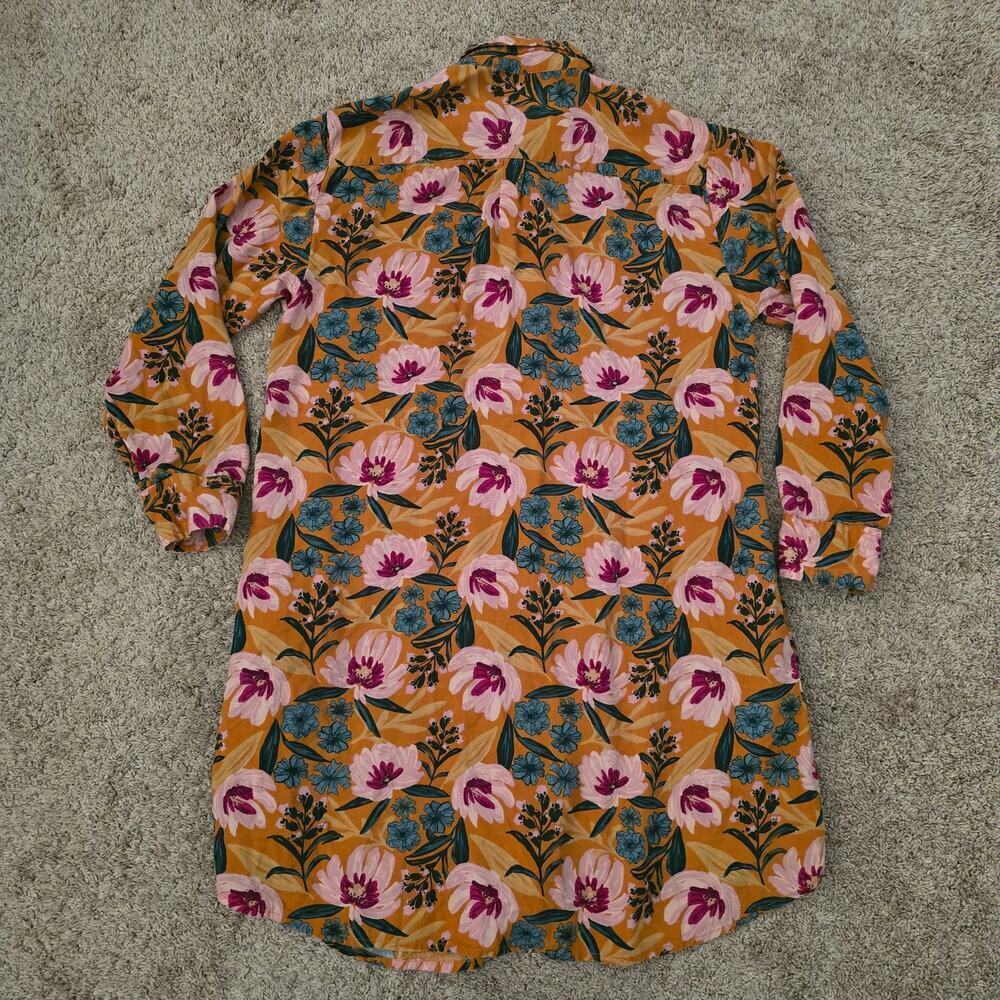 Natural Life Floral Shirt Dress Yellow Coastal Boho Tunic Sz S Artsy Resort wear - Picture 3 of 8